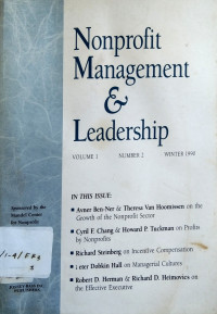 Image of Nonprofit management & leadership: Volume 1, Number 2