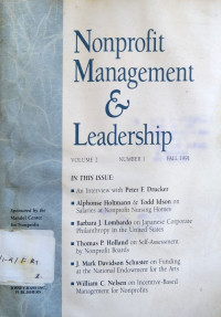 Image of Nonprofit management & leadership: Volume 2, Number 1